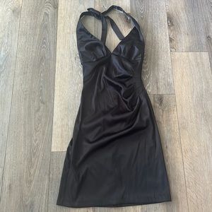 Satin Black halter Dress.   Cocktail.  Homecoming